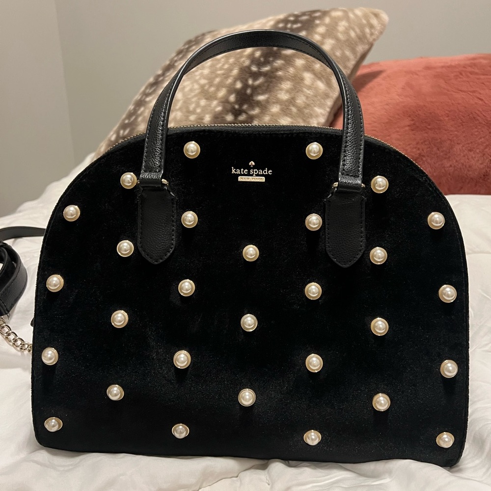 Kate Spade Laurel Way Reiley black velvet/leather bag